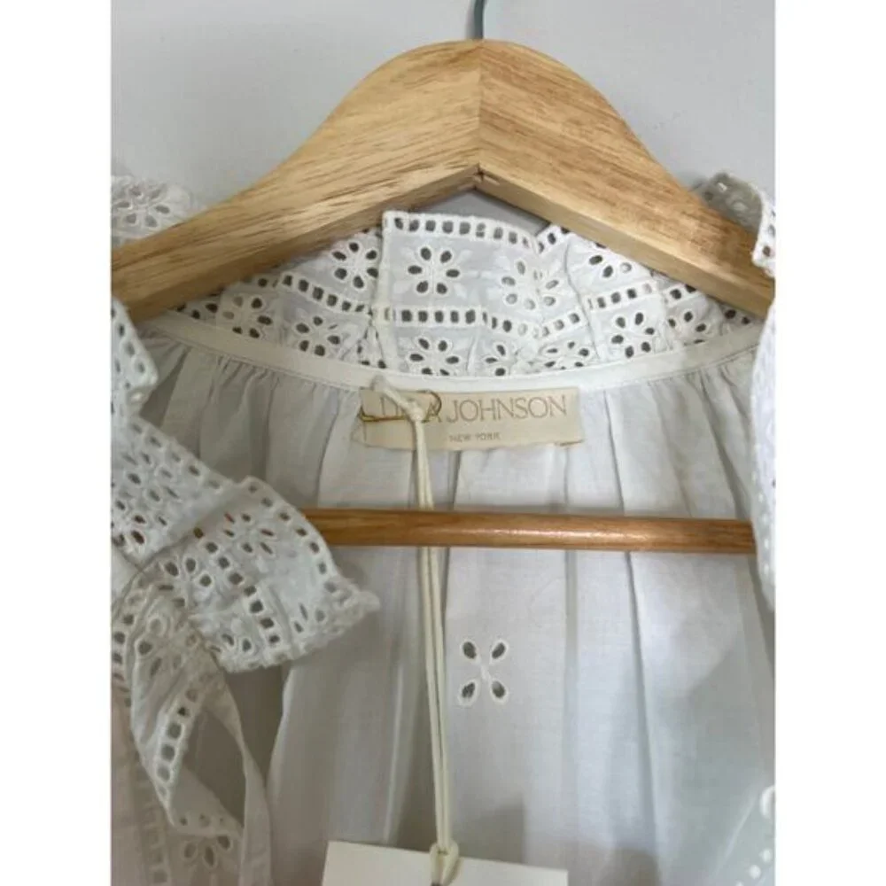 NWT Ulla Johnson Alora Longsleeve Eyelet Embroidered Blouse Top White Size: 10